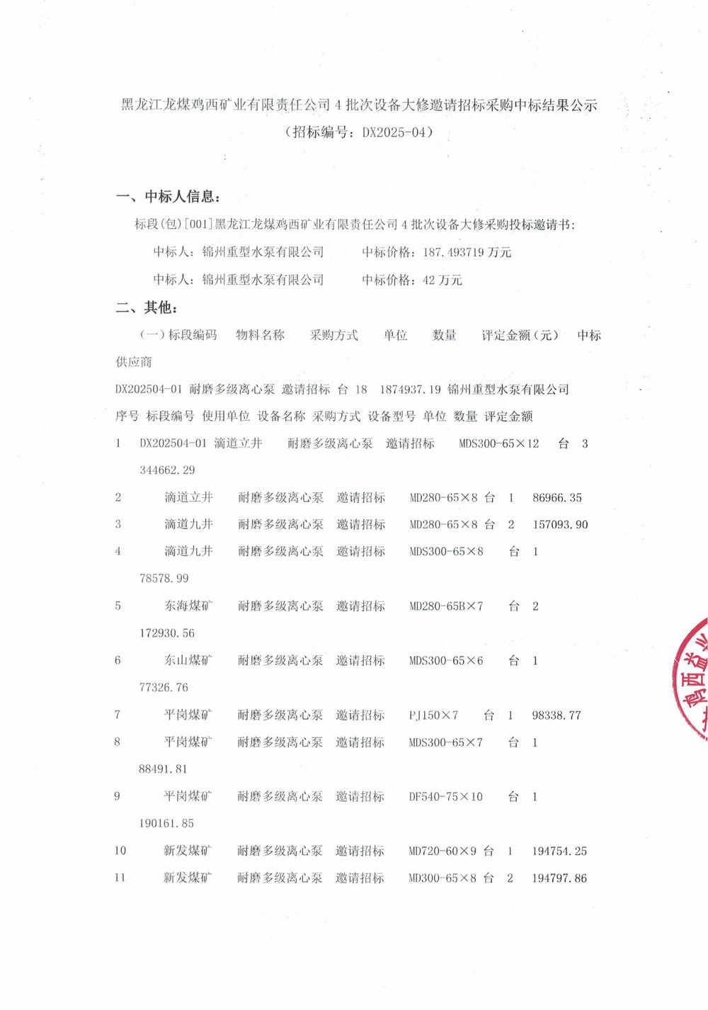 黑龍江龍煤雞西礦業(yè)有限責任公司 2025 年4 批次設備大修采購中標結果公示_000230_00.jpg
